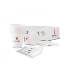 Espresso Italiano KIT - Πλαστικό ποτήρι espresso, αναδευτήρας και ζάχαρη, box 100 τμχ